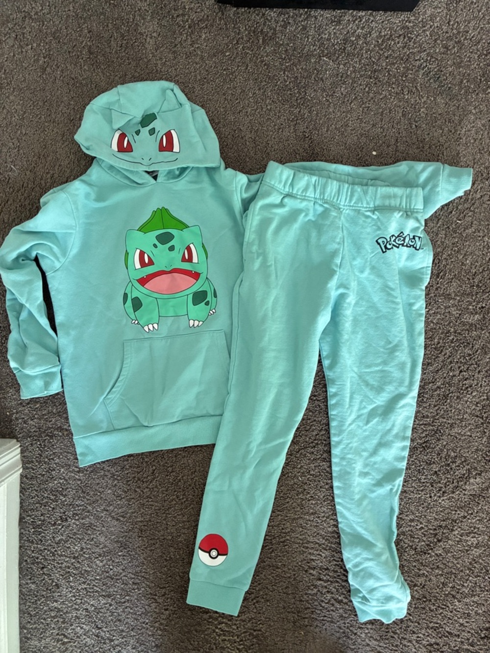 Pokemon Kids Mint Green Bulbasaur Hoodie & Jogger Set